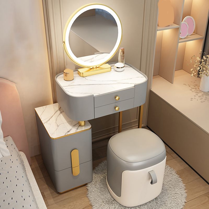 Glam Glass Makeup Counter 29.9" H Bedroom Make-up Vanity with Drawer