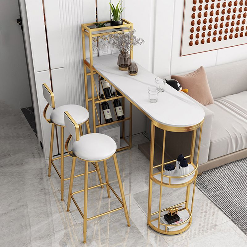 Wine Rack Modern Bistro Bar Desk Marble Sled Bar Height Indoor Cocktail Table