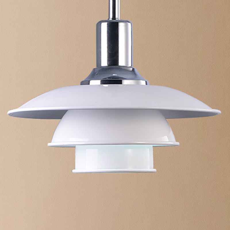 Wit metaalvliegende schotel Hangende licht 1 lichte Noordse stijl hangende lamp voor restaurant