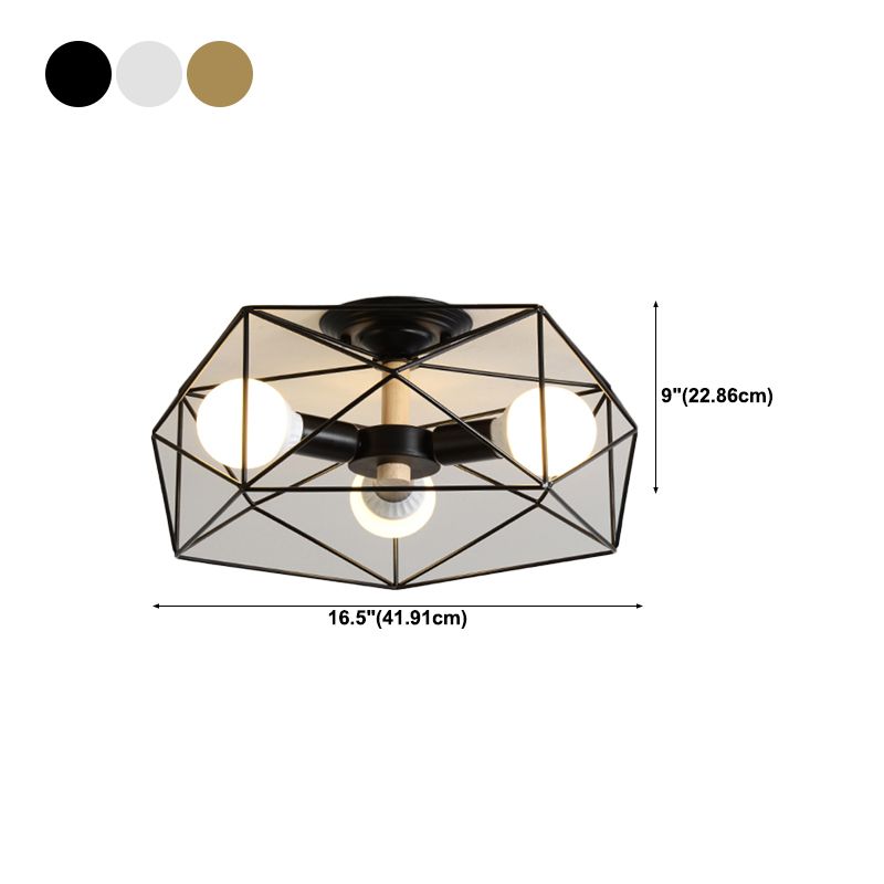 Simple Ceiling Lamp Metal Ceiling Mount Light with Metal Shade for Living Room