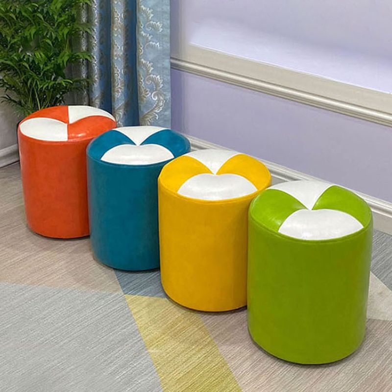 Orange Modern Pouf Water Resistant Round Pouf for Living Room