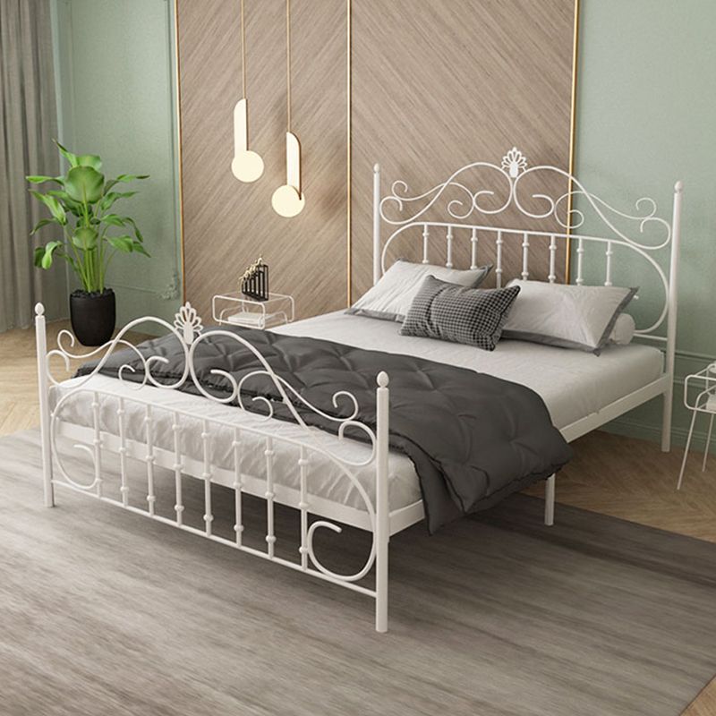 Glam Metal Bed Frame with Camelback Open-Frame Headboard and Footboard