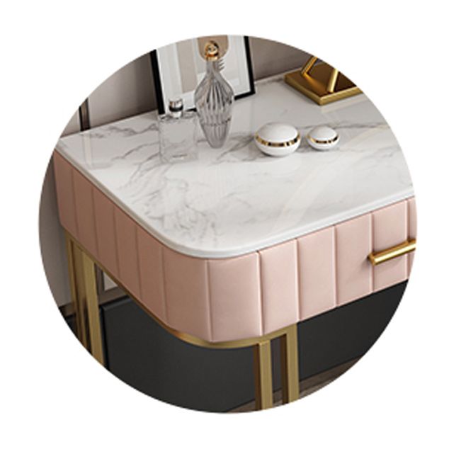 Glam 29.5" High Marble Top Vanity Dressing Table with 2 Drawers