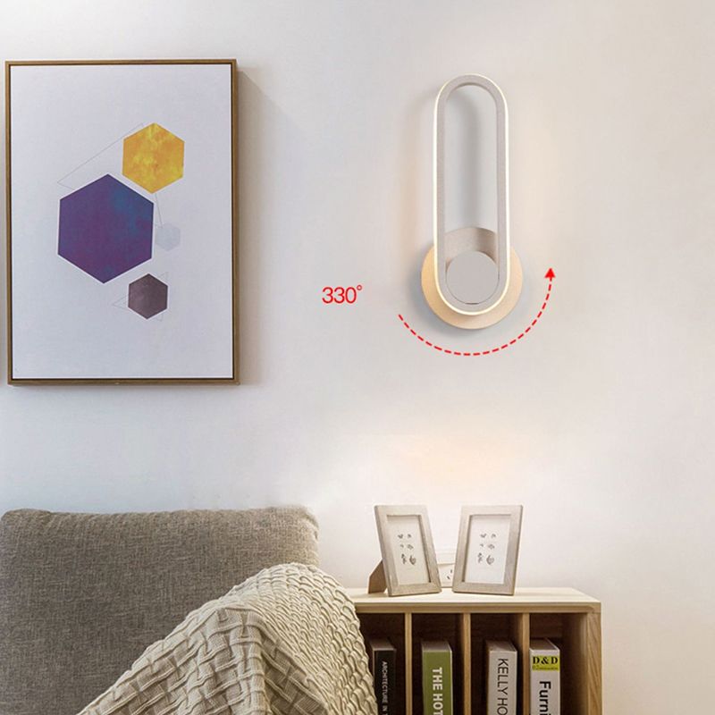 Acrylic Oval LED Wall Sconce in Modern Concise Style Aluminium Rotatable Wall Lamp for Bedroom