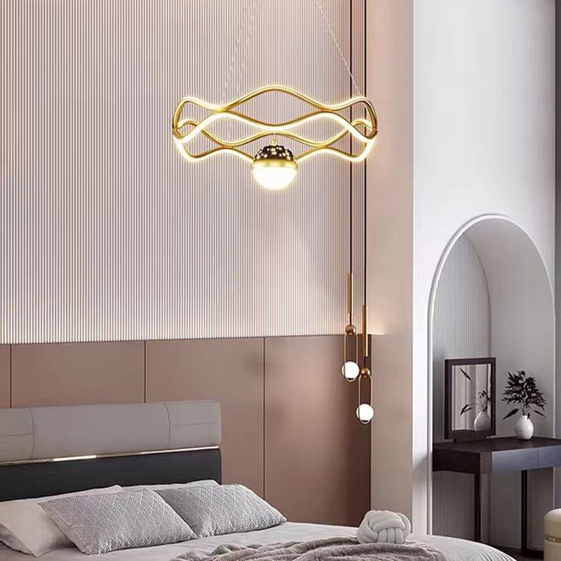 Nordic Linear Chandelier Metal 3 Lights Chandelier Pendant for Living Room