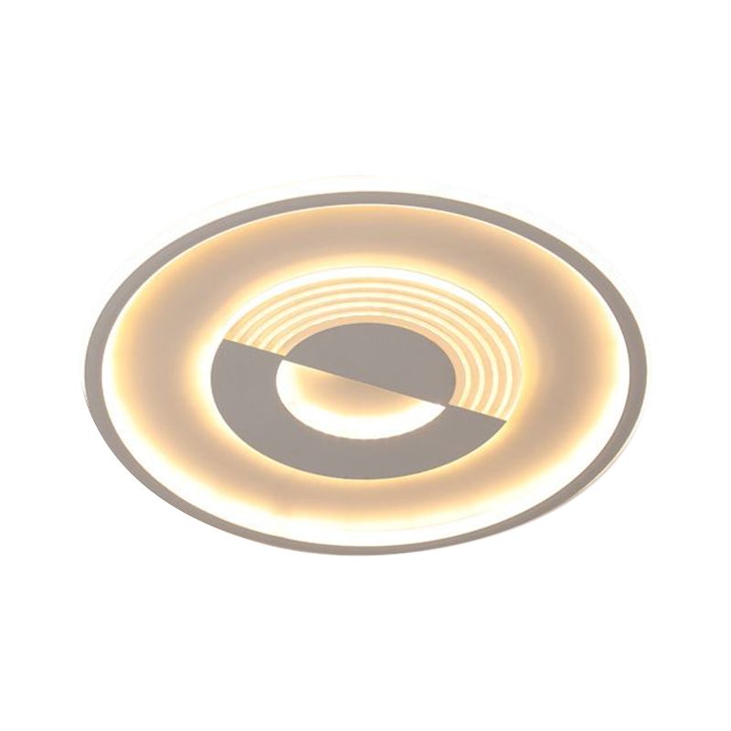 16"/19.5" W Round Acrylic Ceiling Lamp Minimalist LED Black/White Flush Mount Lighting in Warm/White Light for Bedroom