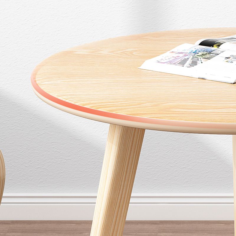 1 Cocktail Table Round Wood Modern 3 Legs Single Coffee Table