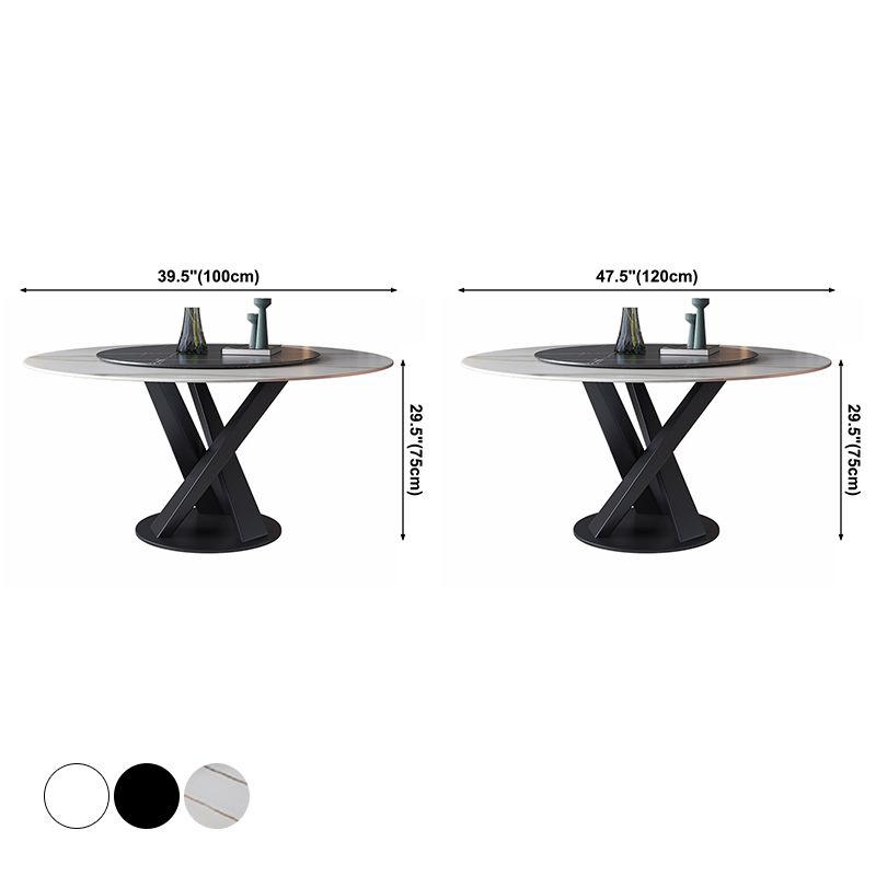 Contemporary Sintered Stone Round Dining Table Kitchen Standard Dining Table with Pedestal Base