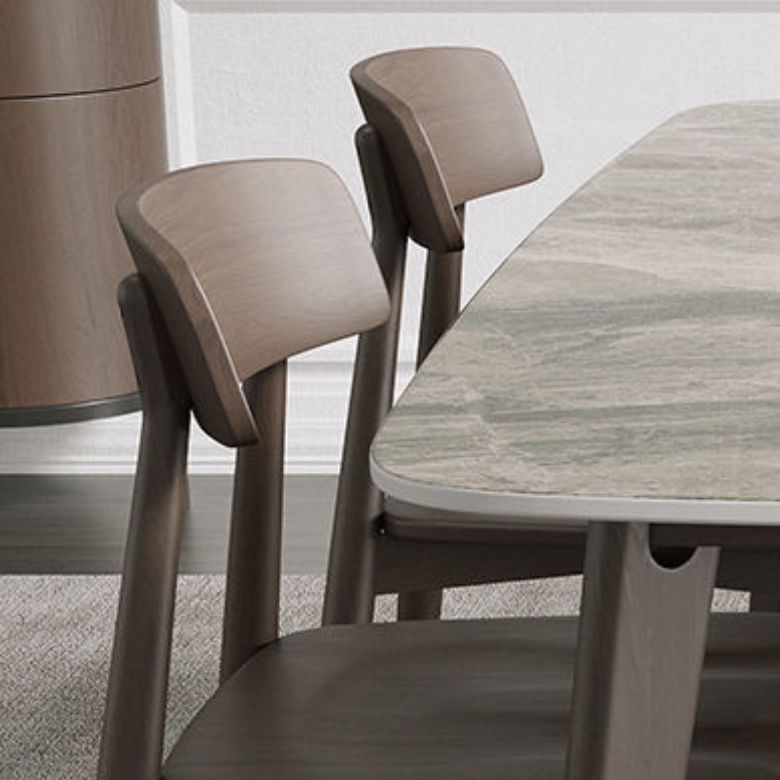 Modern Stone Dining Room Table for 2-6 Person Grey Rectangular Top