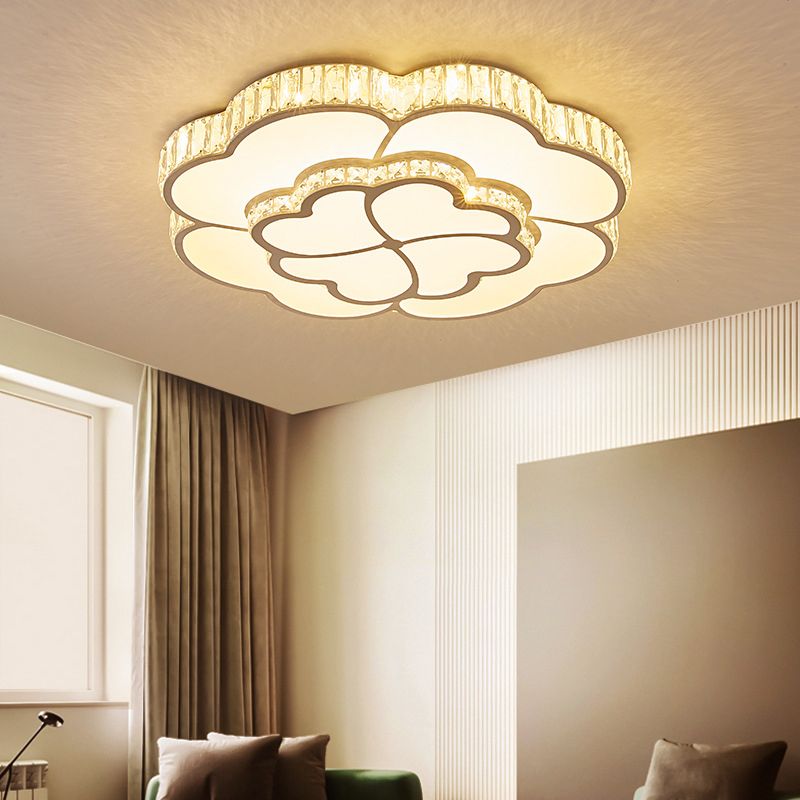 Flower Bedroom Flush Mount Ceiling Fixture Crystal LED Modern Flush Ceiling Light Fixture