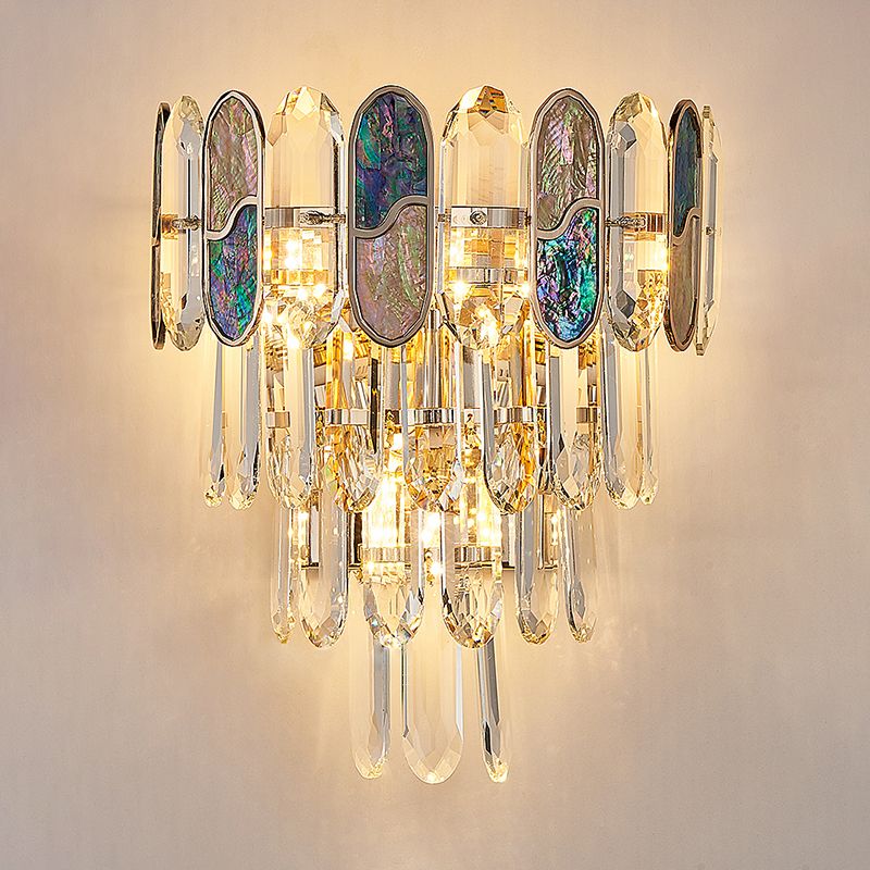 Modern Style Layered Wall Light Crystal 3 Lights Sconces for Bedroom