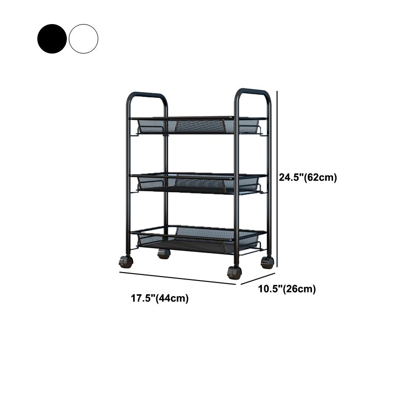 Modern Style Bookshelf Open Back Metal Bookcase with Caster Wheels for Home