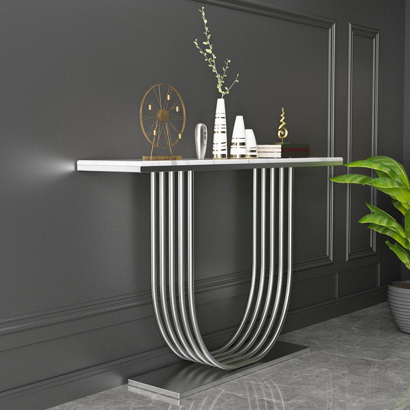 Glam Abstractl Slate/metal Rectangle Stain Resistant Console Table for Hal