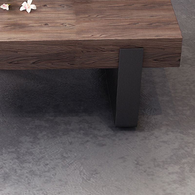 Black Metal Sled Legs Coffee Table Solid Wood Coffee Table for Living Room