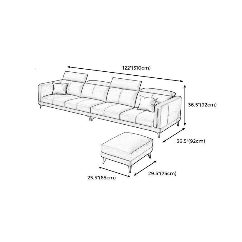 Genuine Leather Track Arm Sectional Sofa 36.22"High Cushion Back Sofa
