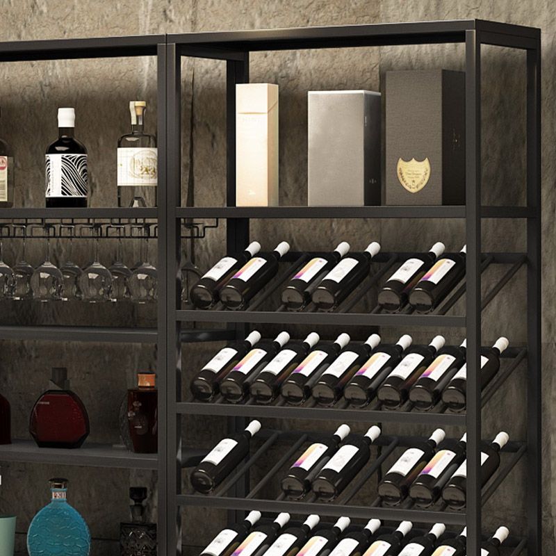 Modern Floor Wine Rack Metal Wine Bottle & Glass Rack for Dining Room