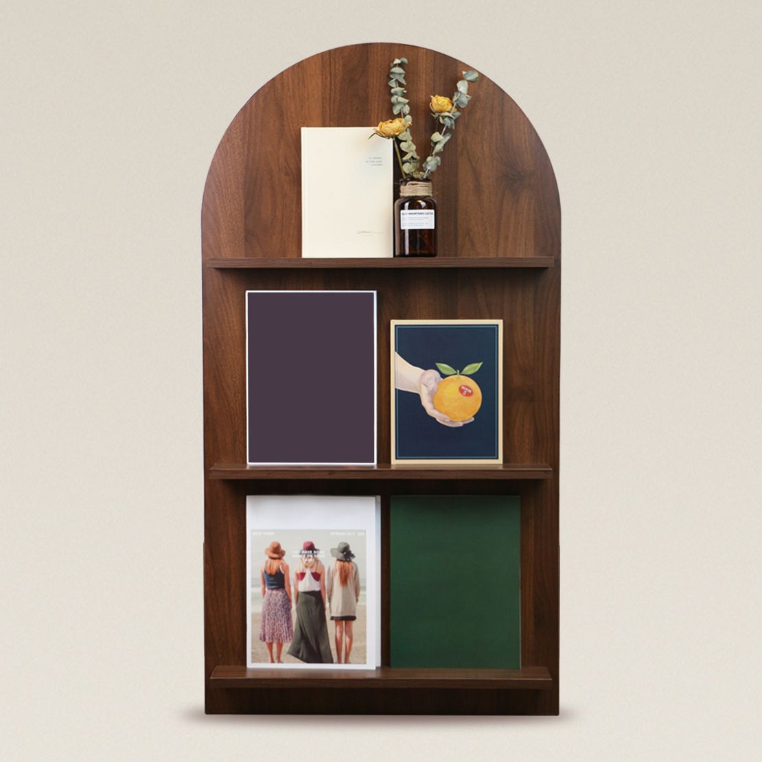 3-Shelf Wood Standard Bookshelf 43.3"H Contemporary Closed Back Bookshelf