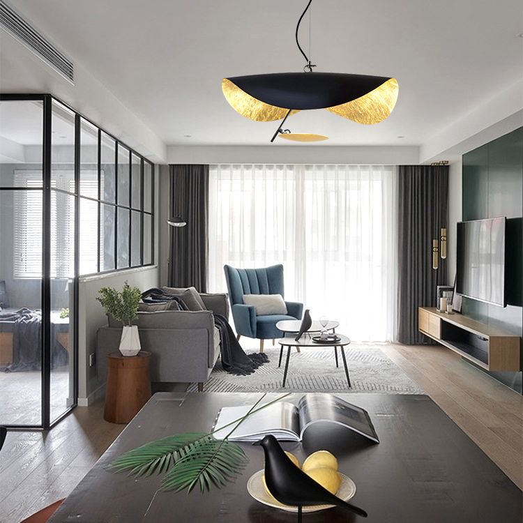 Post-modern Style Metal LED Hanging Light Lotus Leaf Shaped Minimalism Lighting Pendant for Living Room