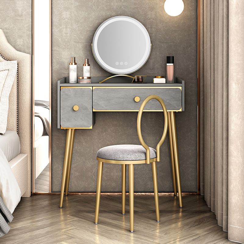 Glam Vanity Makeup Table Set Double Drawers Dressing Table Set