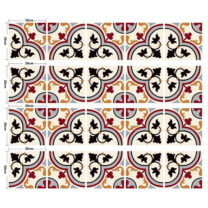 Baroque Flower Wallpaper Panels Orange Red Wall Covering for Dining Room, Self Sticking