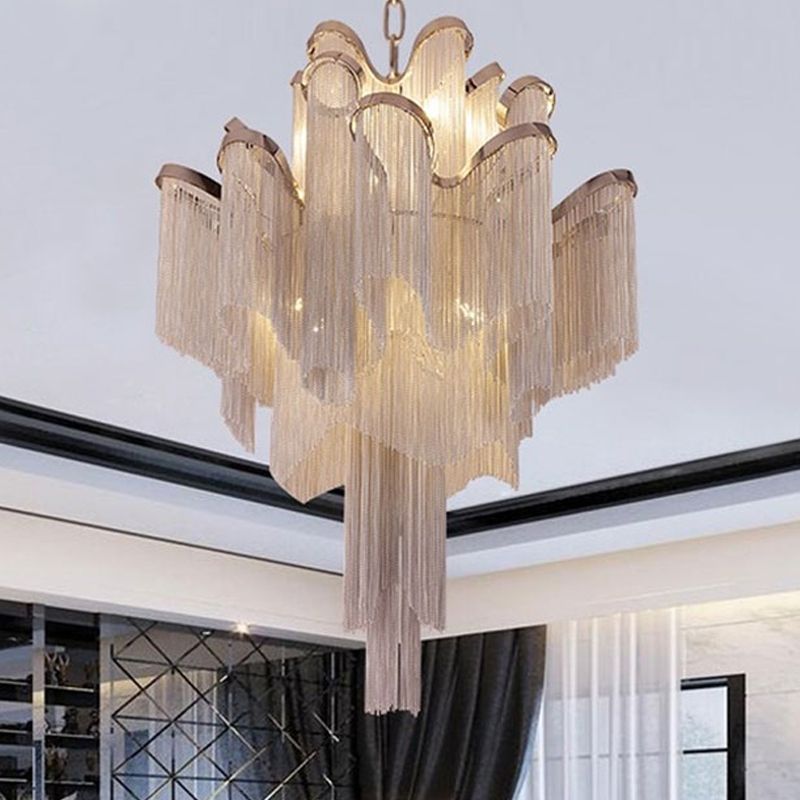 Cascading Aluminum Ceiling Chandelier Nordic LED Pendant Light Fixture for Living Room