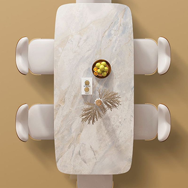 Traditional Luxury Dining Table Rectangle Pedestal Table with Steel Base