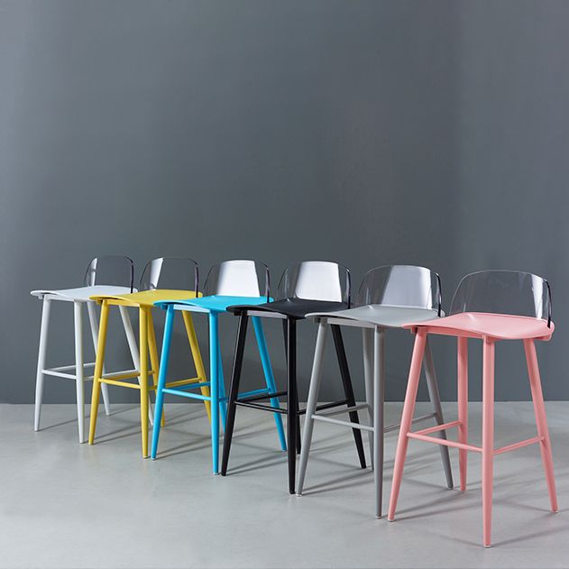 Indoor Rectangle Bar Stool Low Back Plastic Footrest Modern Counter Stool