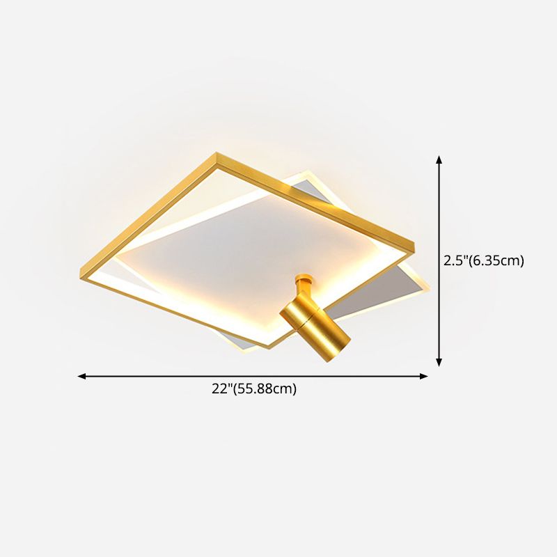 Plafonnier LED de luxe moderne en fer forgé carré encastré avec abat-jour en acrylique