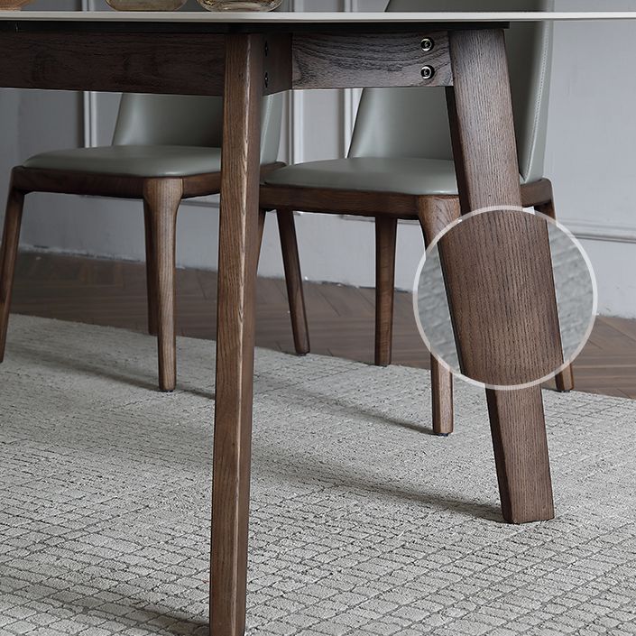 Mid-Century Dining Table for Home Stone Top Table with Wooden Frame