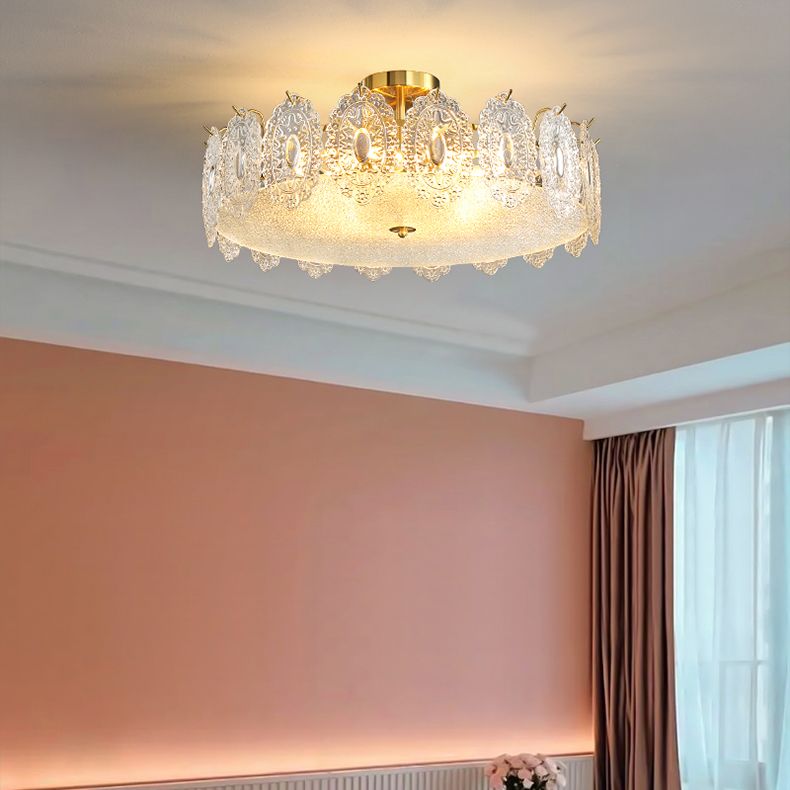 Modern Ceiling Lamp Household Flush Mount Light Fixture with Glass Shade for Bedroom
