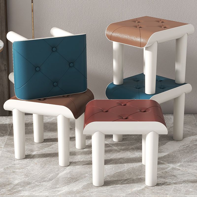 Faux Leather Pouf Whole Colored Modern Tufted Rectangle Stain Resistant Ottoman