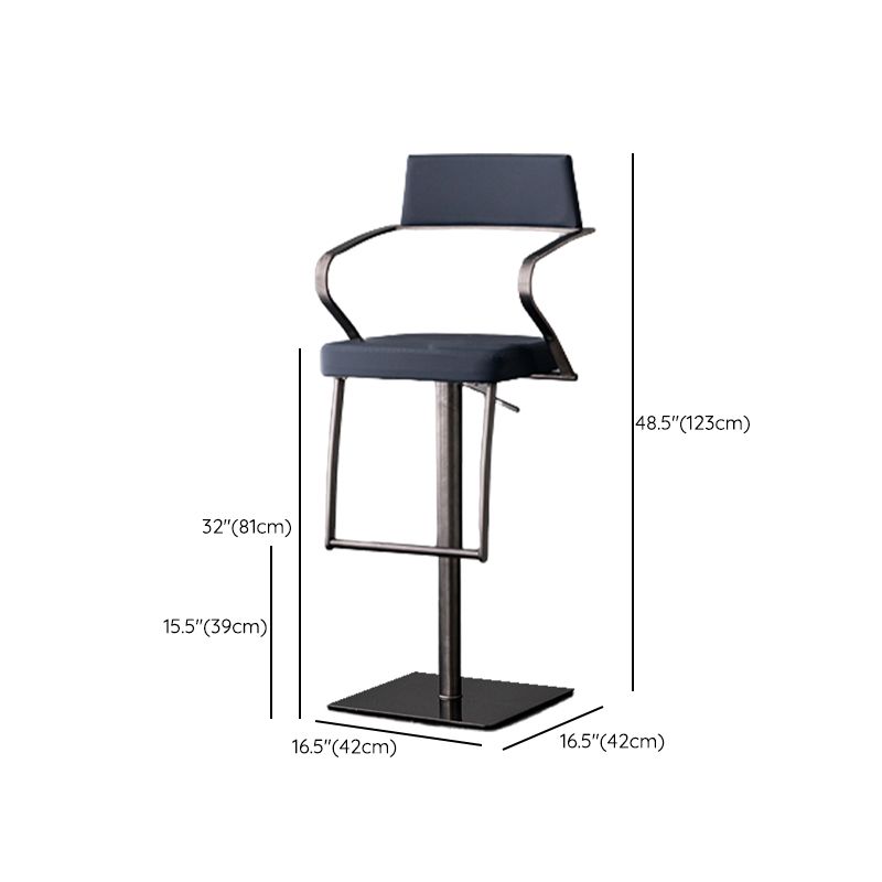 Modern Style Adjustable Counter Stool with Leather Cushion and Single Leg