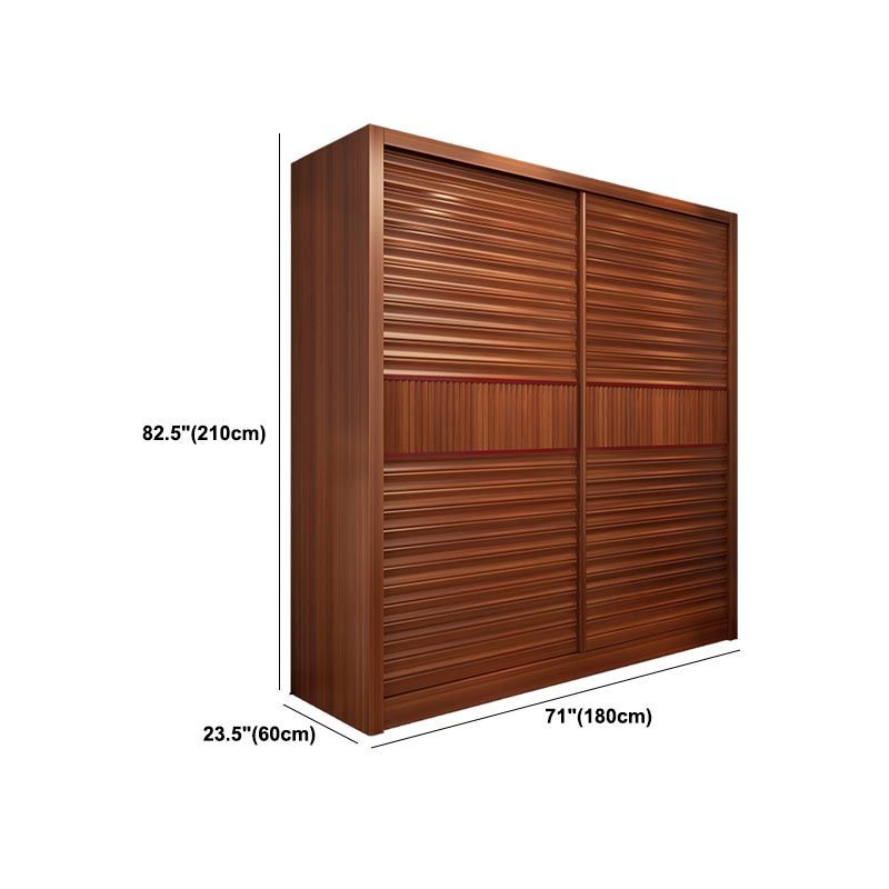 Brown Contemporary Wardrobe Armoire Engineered Wood Wardrobe Closet