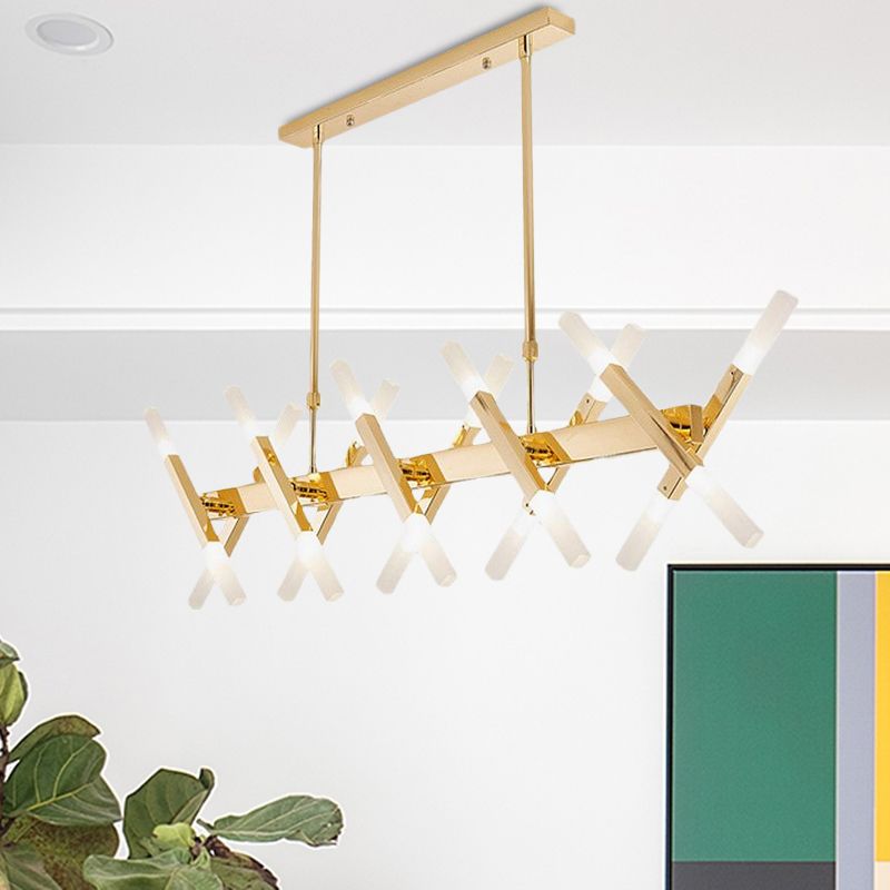 Acrylic Tube Island Pendant Modern 16/20 Lights Black/White/Gold Ceiling Pendant Light for Dining Room