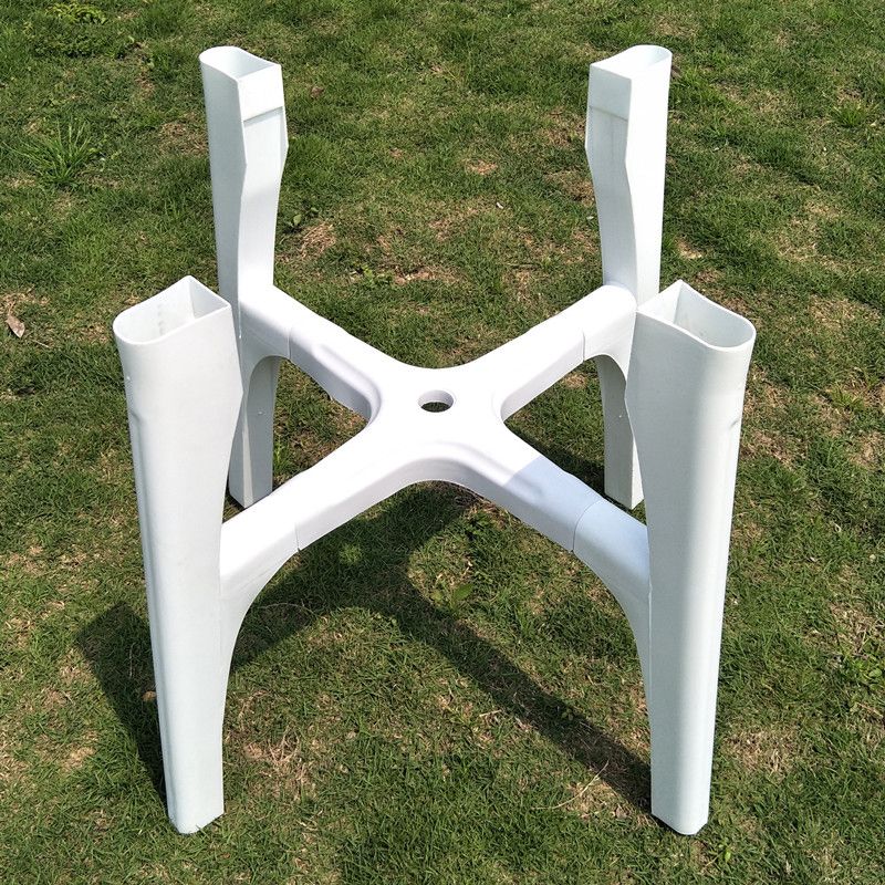 Plastic Outdoor Dining Table Modern White Patio Table with Umbrella Hole