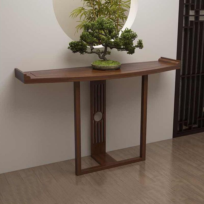 11.8" W Oval Console Table Mid-Century Modern Solid Wood Console