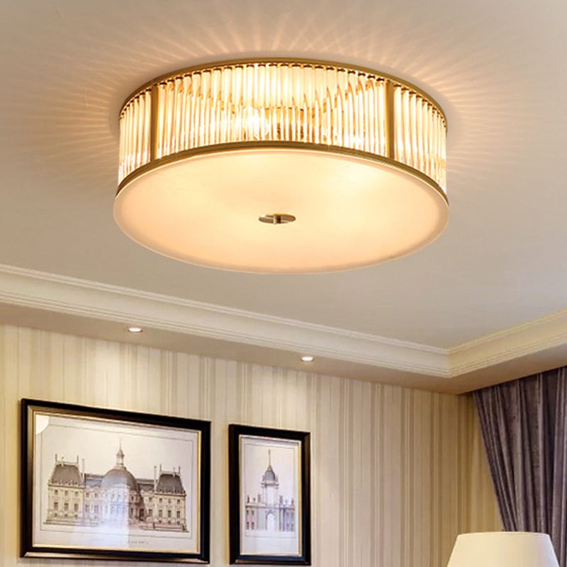 Eenvoud Drum Inbouwverlichting 4/5/6-kops Kristallen staafplafondlamp in goud