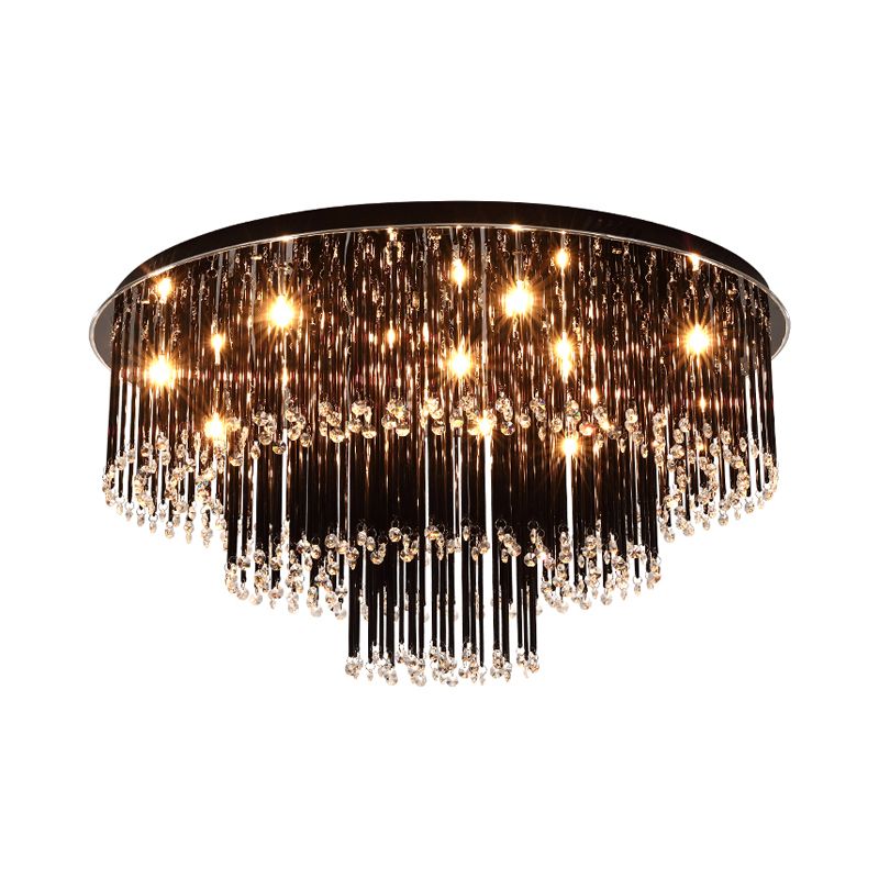 19,5 "/23,5" W gelaagde inbouwlamp modern zwart kristal 8/10 lampen inbouw kroonluchter voor slaapkamer