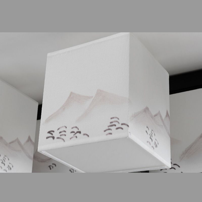 Plafonnier encastré d'intérieur en tissu, 4/6/8/10 lumières, luminaire de style chinois