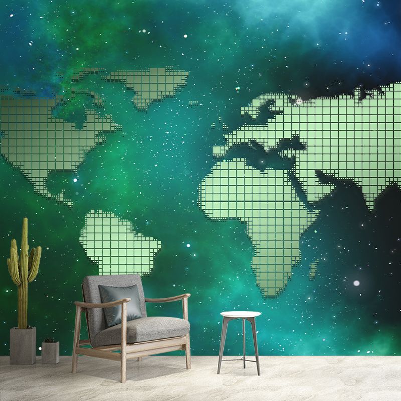 Illustration Earth Map Wall Mural Modern Stain Resistant Indoor Mural Wallpaper