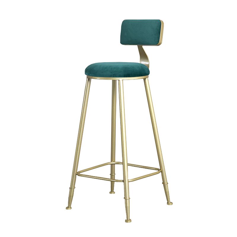 Nordic Style Upholstered Counter Height Stool Low Back Barstool with Metal Legs