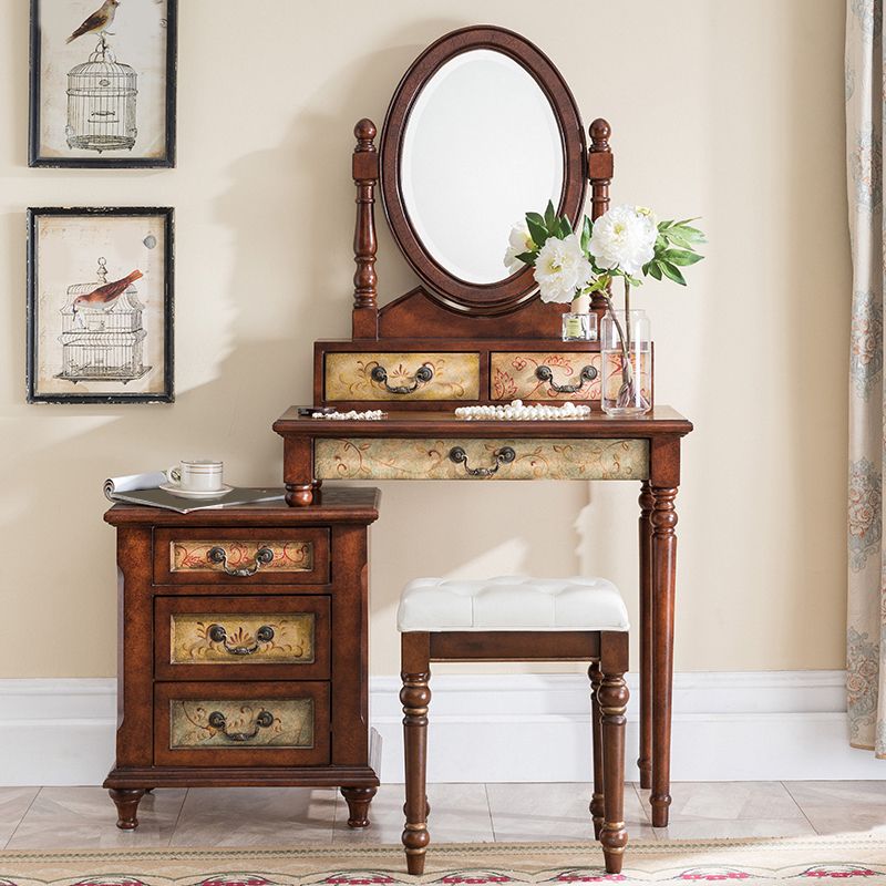 Victorian Makeup Vanity Table with Stool Dresser With Storage Drawers for Bedroom