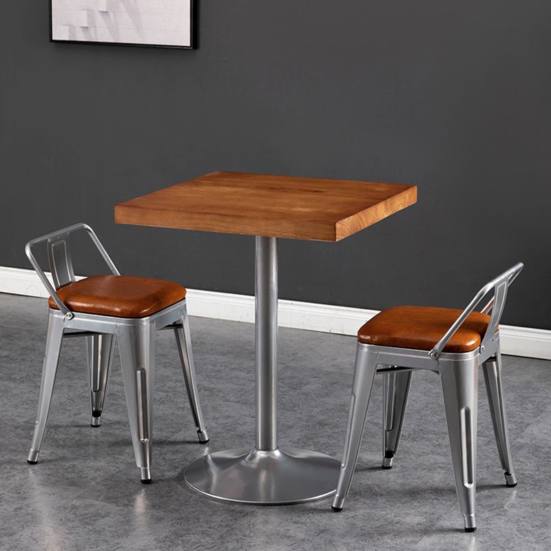 Industrial Style Solid Wood Dining Table Brown Table with Metal Base for Dinning Room
