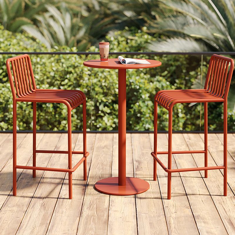 Industrial Armless Bar Stools Metal Dining Stool with Footrest