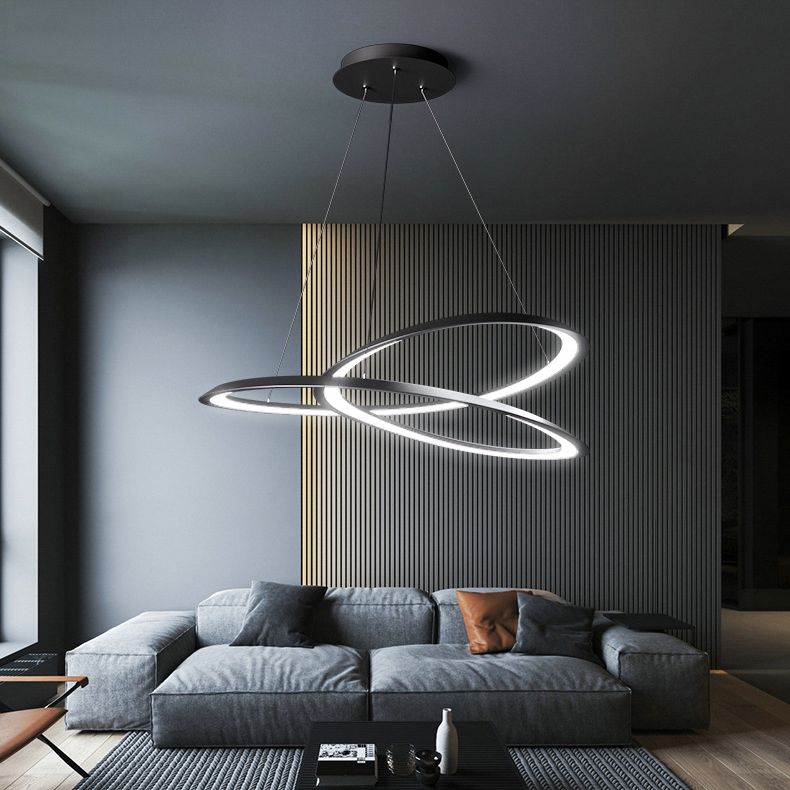 Contemporary Seamless Curves Chandelier Pendant Light Metallic Suspension Pendant Light for Living Room