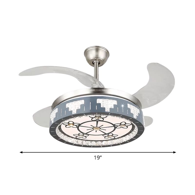 Crystal Crystal Crystal Round Pendant Light Modernity Modernity LED Silver Semi Mount Éclairage, 19 "de large