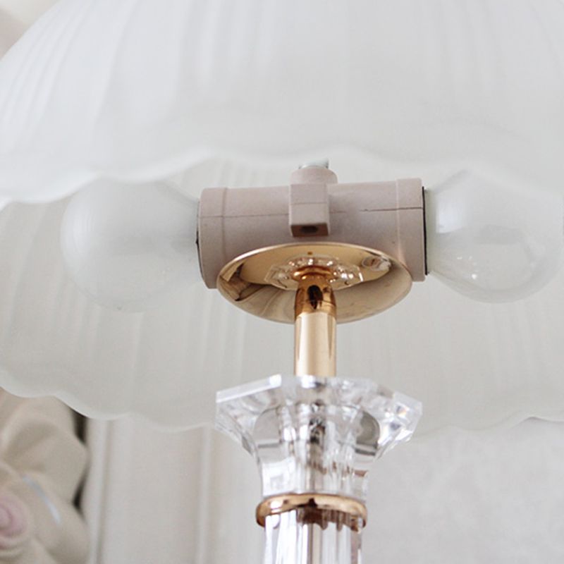 Glass Hemisphere Nightstand Lamp Minimalist 2-Light Table Light for Bedroom