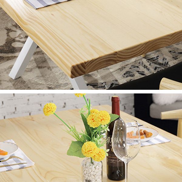 Contemporary 1/2/5 Pieces Furniture Rectangle Solid Wood Dining Set in Natural