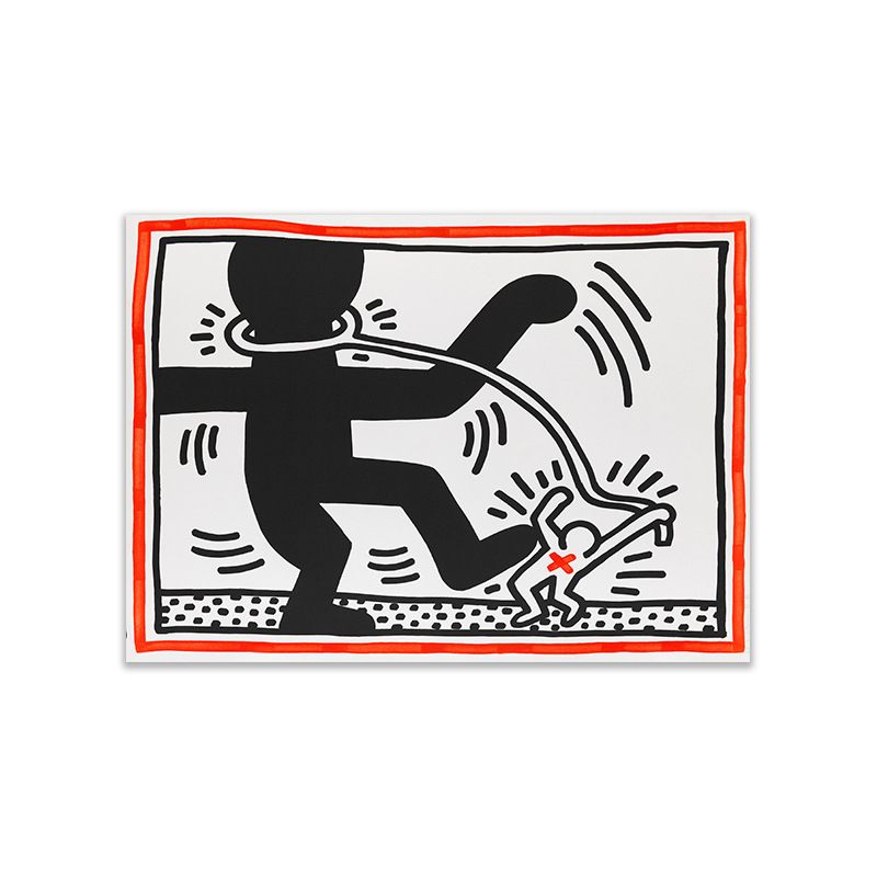 Minimalist Stick Figure Canvas Art Light Color Hobby Wall Decor for Sitting Room