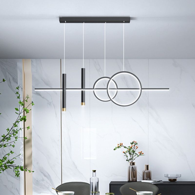 5-Light Contemporary Black/Golden Kitchen Island Lighting LED Metal Ceiling Light